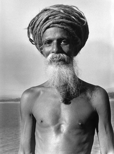 Sadhu in India long hair and beard in dread locks