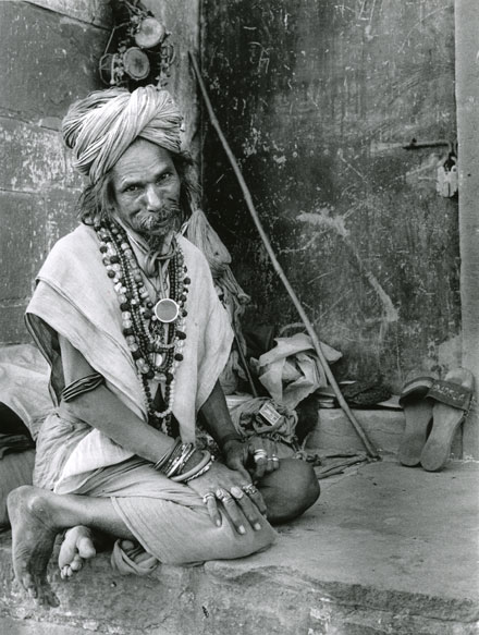 Sadhu with turban and a stethoscope