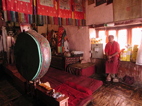 Prayer drum monk Tibetan monastery