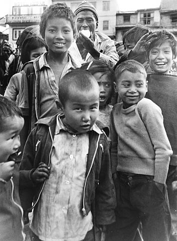 crowd of children Kathmandu Nepal