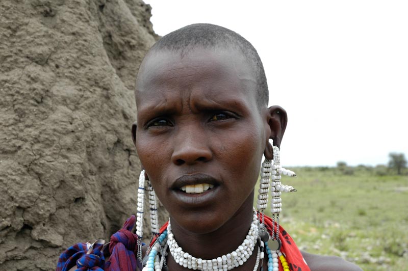 Masai woman with jewelry and short hair