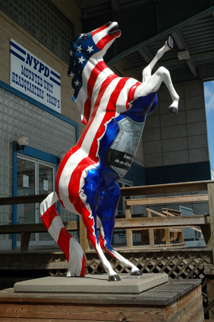 usa flag horse NYPD mounted unit headquarters troop B