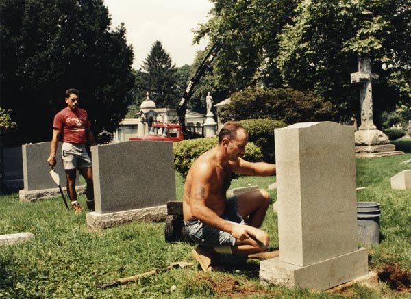 cemetery in Brooklyn tomb stone installation