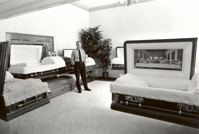 undertaker with caskets coffins School of mortuary science san francisco