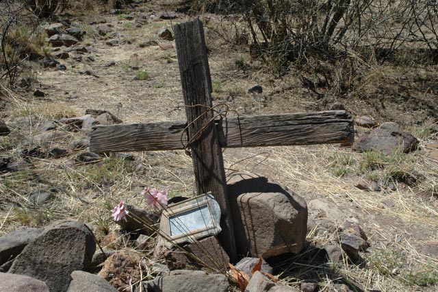 Cemetery south of Tucson, wooden cross