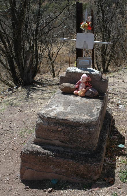 Cemetery south of Tucson, tiger doll
