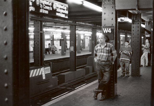 New york subway three men waiting for train Coney Island