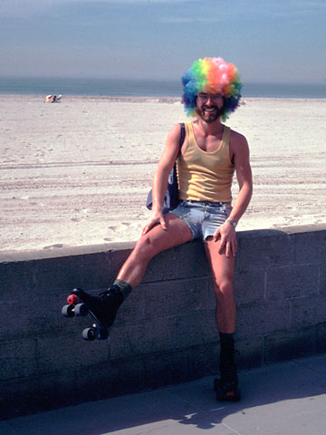 colorful wig Venice beach rollerskates
